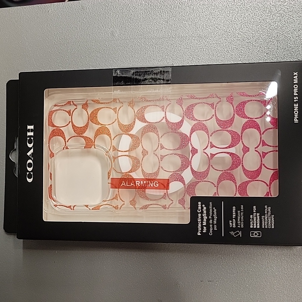 COACH Case Pink Orange Clear IPHONE 15 pro max